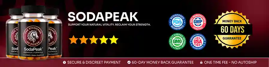 SodaPeak 9-ingredient male vitality gummy supplement black gold bottle 2026 review